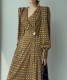 ロング丈 カシュクール Vネック ラップワンピース