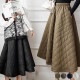 Aライン 中綿入り キルティング ミモレ丈 オーバースカート


