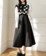 Aライン 中綿入り キルティング ミモレ丈 オーバースカート

