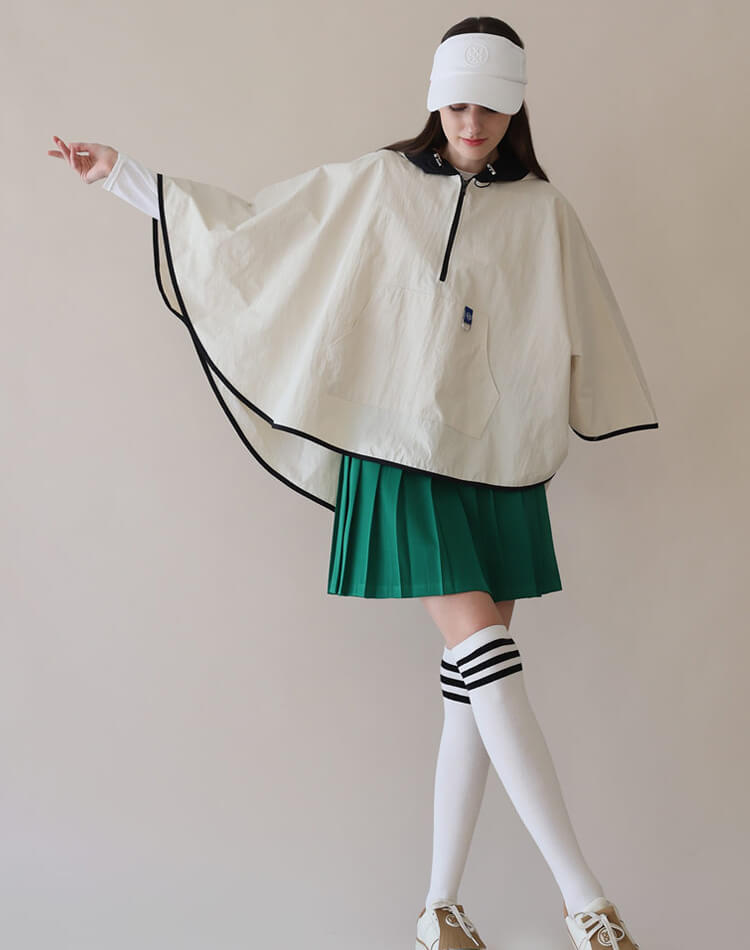 配色 フード付き レインポンチョ レインコート 