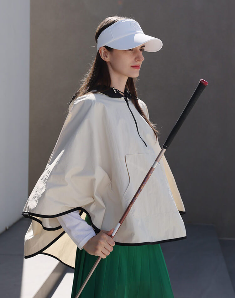 配色 フード付き レインポンチョ レインコート 