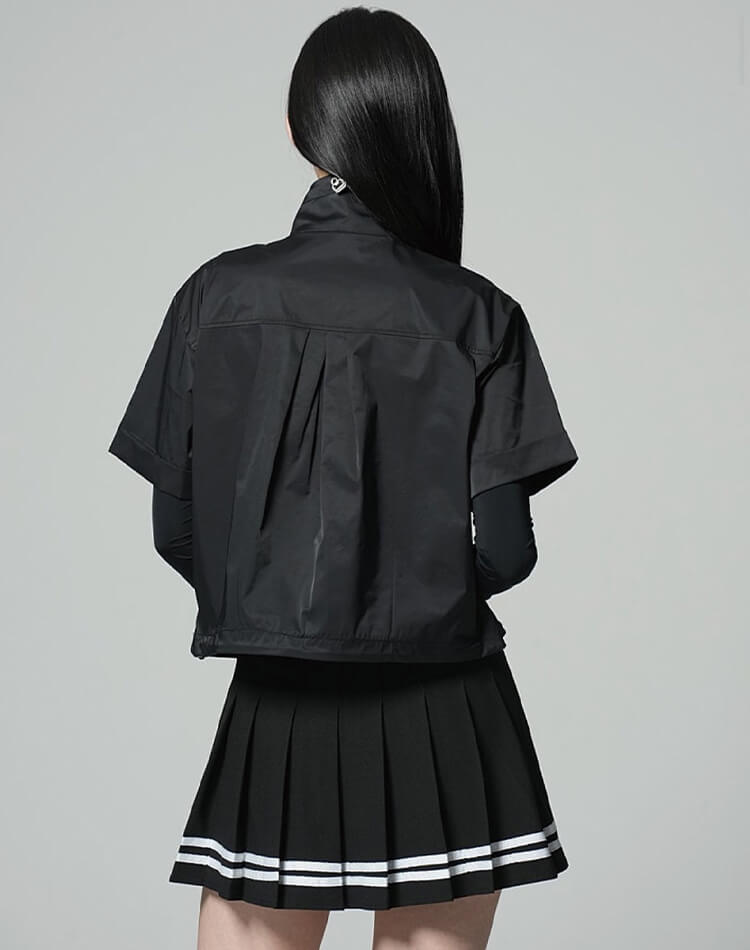 ハーフジップ 半袖 ショート丈 トップス 韓国 ゴルフウェア