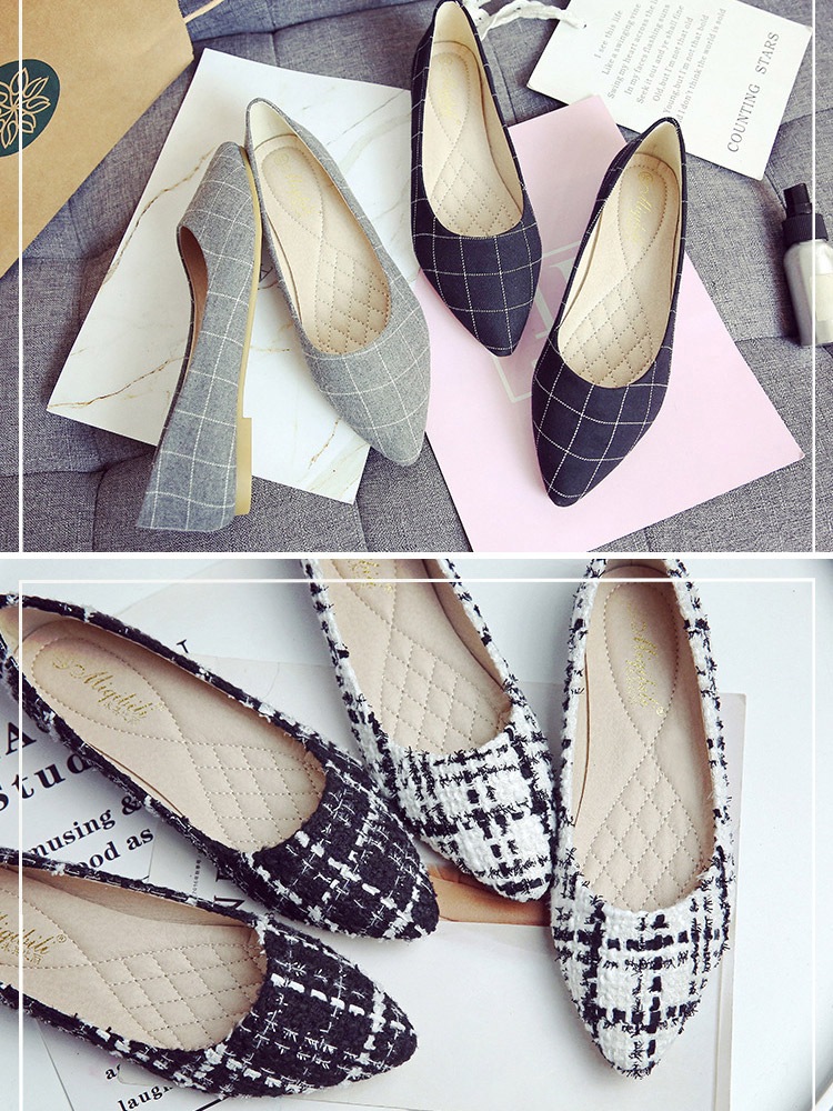 柔らかくて歩きやすいポインテッドトゥ フラットパンプス