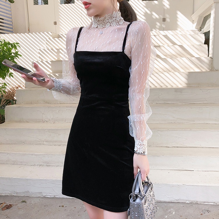 ケミカルレース ハイネック シースルーインナー