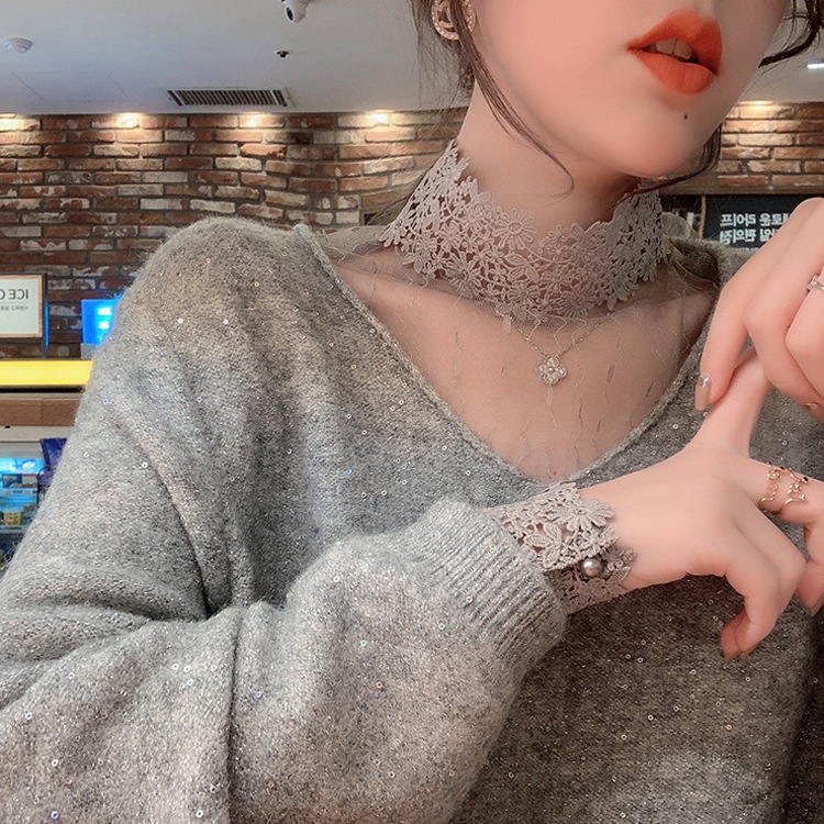 ケミカルレース ハイネック シースルーインナー