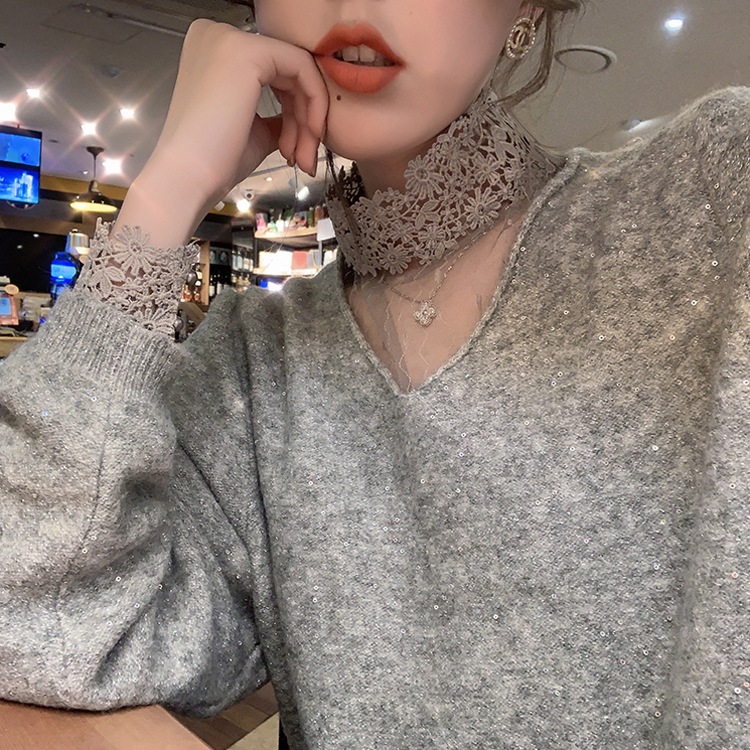 ケミカルレース ハイネック シースルーインナー