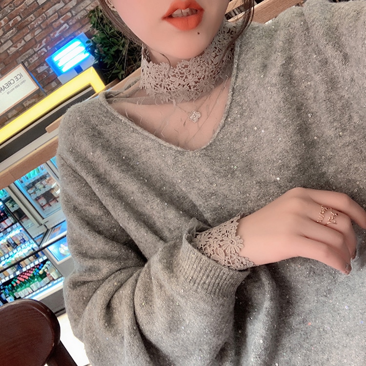 ケミカルレース ハイネック シースルーインナー