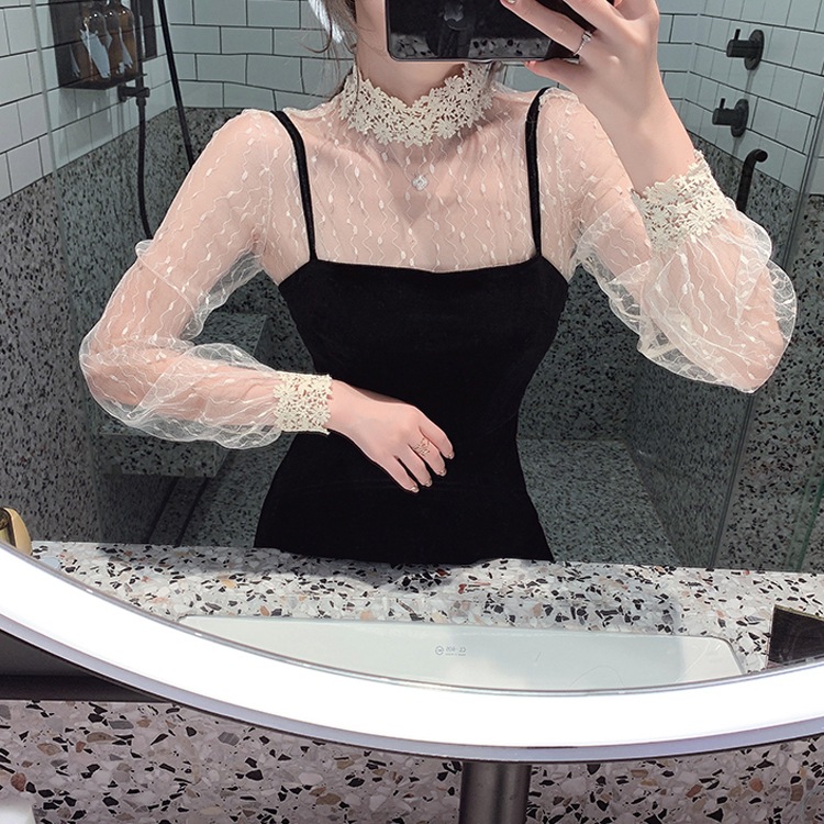 ケミカルレース ハイネック シースルーインナー