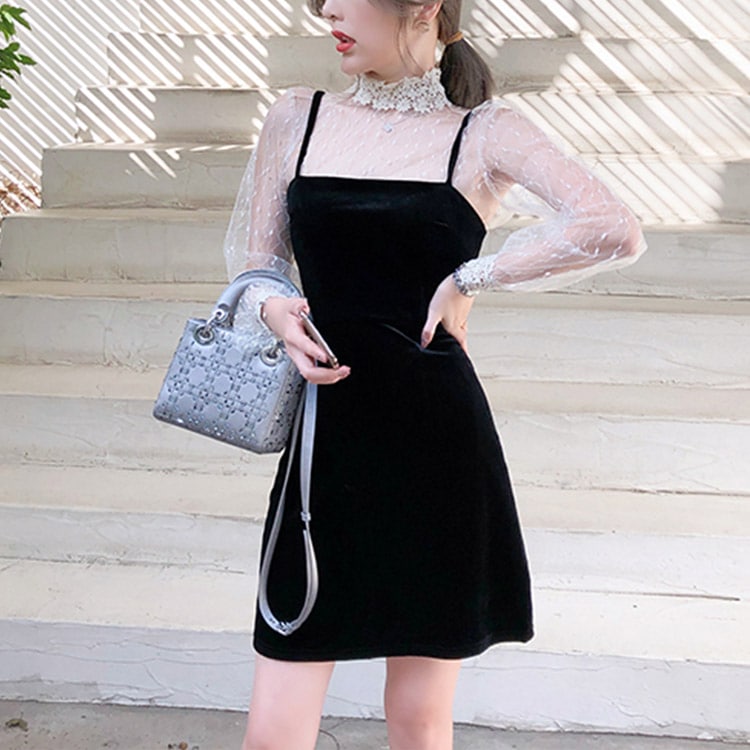 ケミカルレース ハイネック シースルーインナー