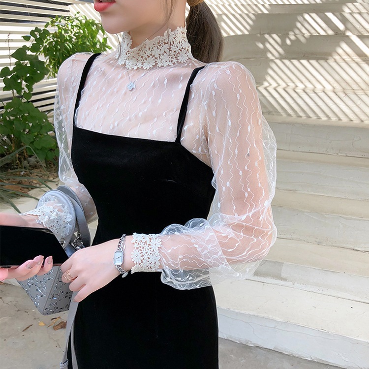 ケミカルレース ハイネック シースルーインナー