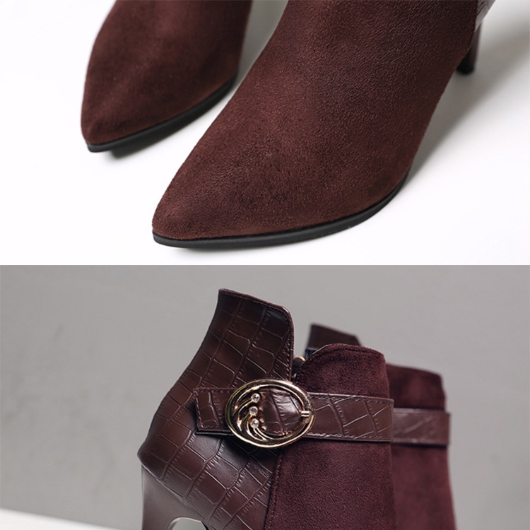 レザー スウェード 切り替え ピンヒール ブーティー