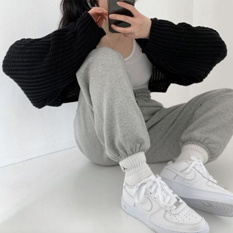 ランタンスリーブ ショート丈 ボレロ ニット カーディガン