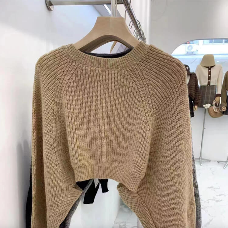 ランタンスリーブ ショート丈 ボレロ ニット カーディガン