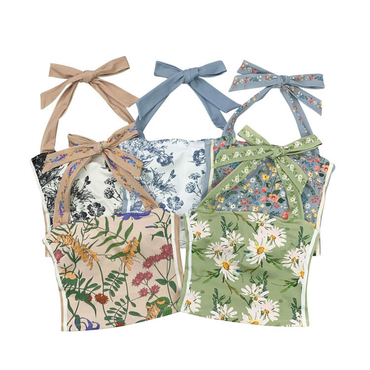 花柄 ホルターネック トップス ヨガウェア