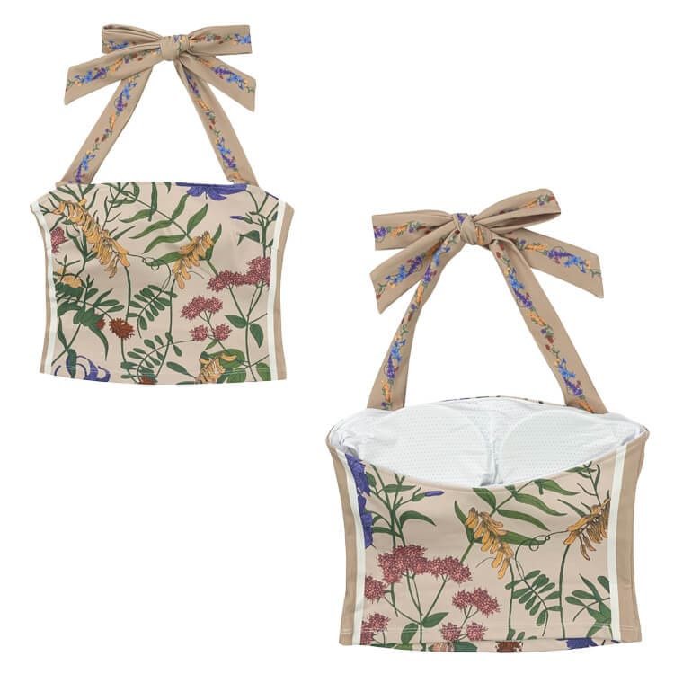 花柄 ホルターネック トップス ヨガウェア