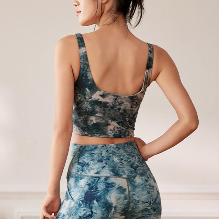 インクアートプリント柄 Uネック タンクトップ ヨガウエア