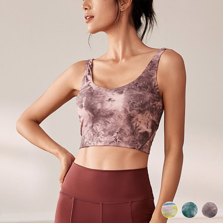 インクアートプリント柄 Uネック タンクトップ ヨガウエア