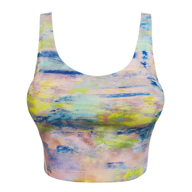 インクアートプリント柄 Uネック タンクトップ ヨガウエア