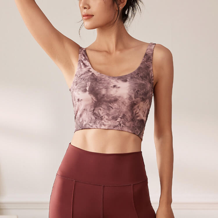 インクアートプリント柄 Uネック タンクトップ ヨガウエア