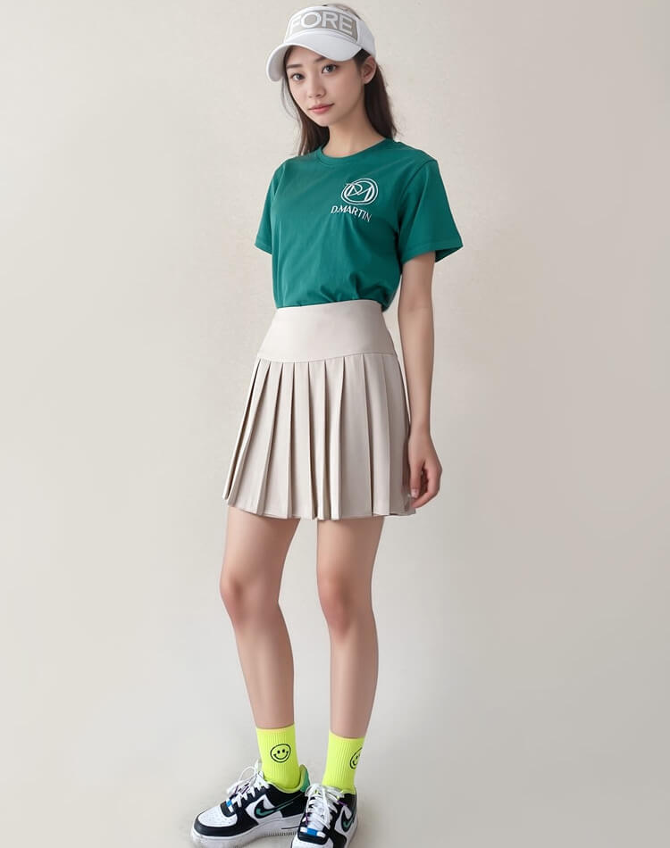 切り替え プリーツ ミニスカート 韓国ゴルフウェア

