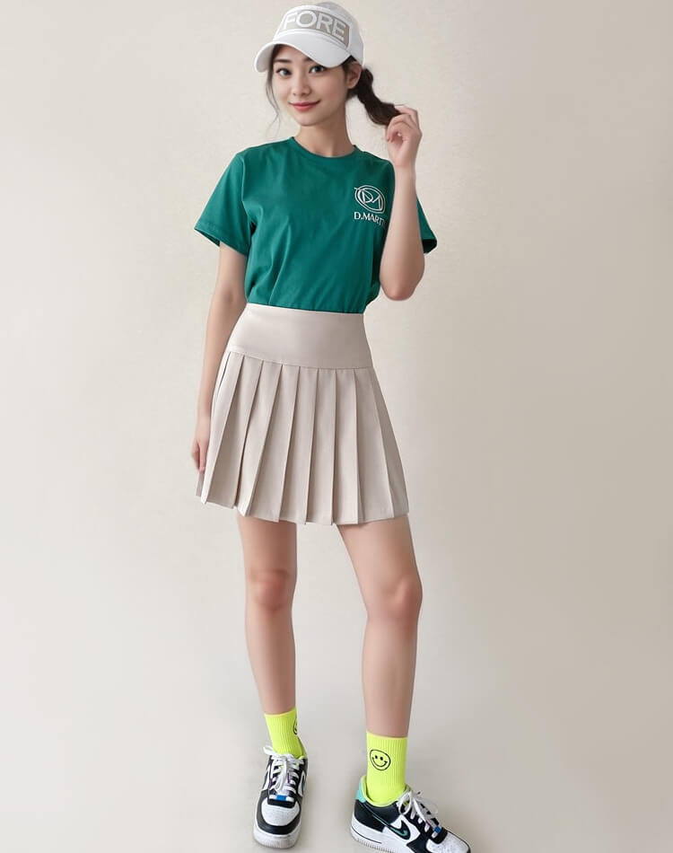 切り替え プリーツ ミニスカート 韓国ゴルフウェア

