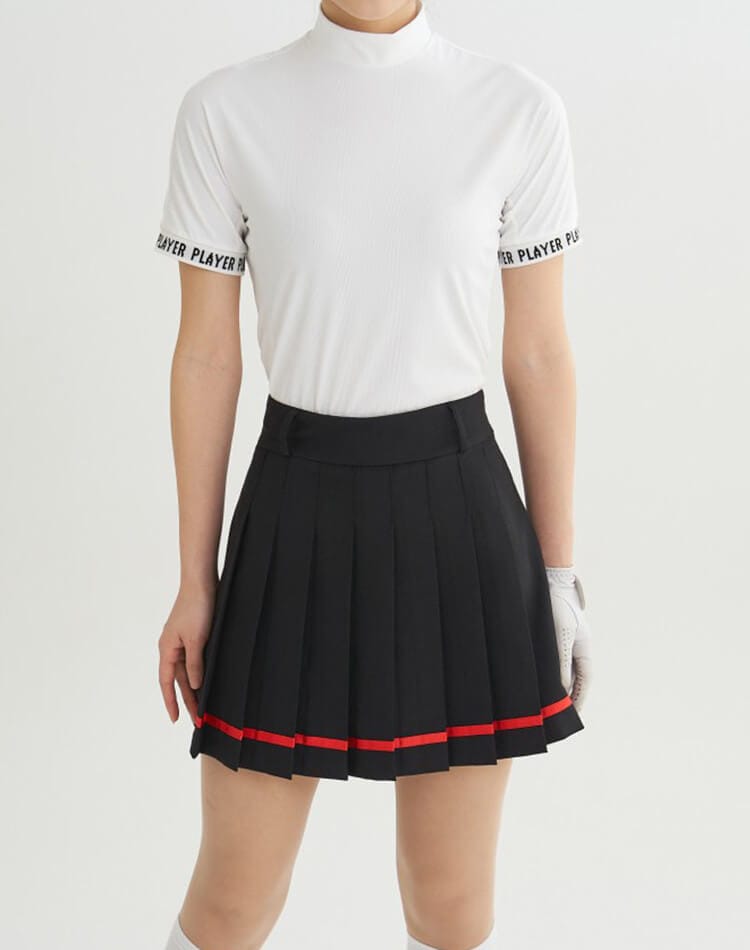 袖ロゴ ハイネック 半袖 トップス 韓国 ゴルフウェア