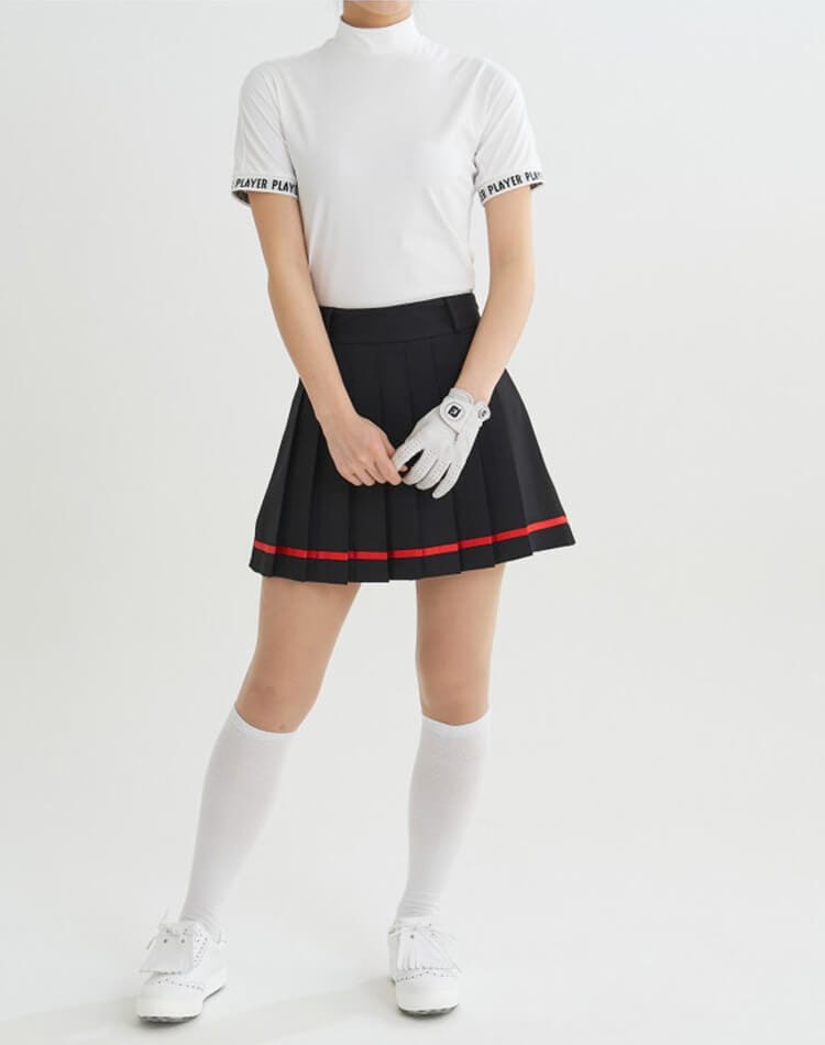 袖ロゴ ハイネック 半袖 トップス 韓国 ゴルフウェア