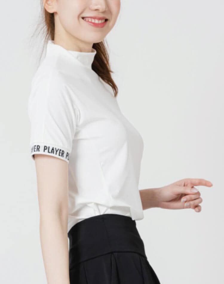 袖ロゴ ハイネック 半袖 トップス 韓国 ゴルフウェア | ゴルフ