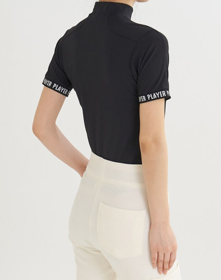 袖ロゴ ハイネック 半袖 トップス 韓国 ゴルフウェア