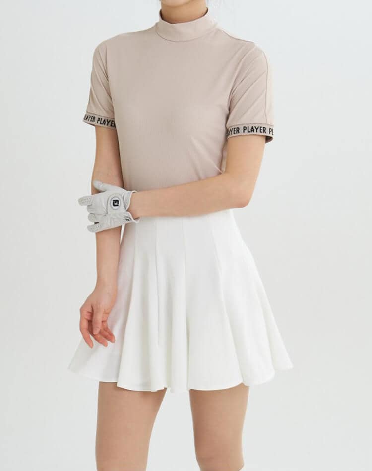 袖ロゴ ハイネック 半袖 トップス 韓国 ゴルフウェア