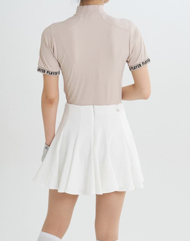 袖ロゴ ハイネック 半袖 トップス 韓国 ゴルフウェア