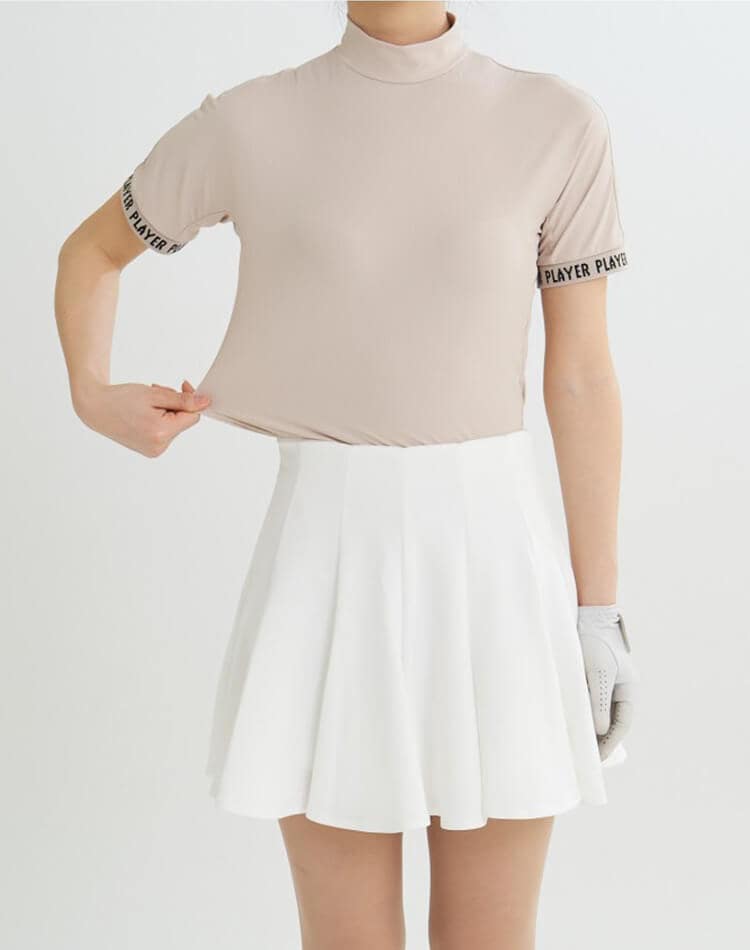 袖ロゴ ハイネック 半袖 トップス 韓国 ゴルフウェア