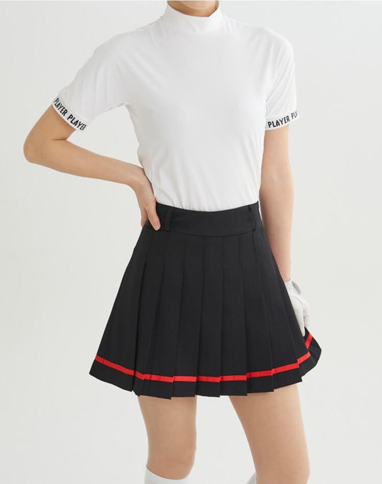 袖ロゴ ハイネック 半袖 トップス 韓国 ゴルフウェア