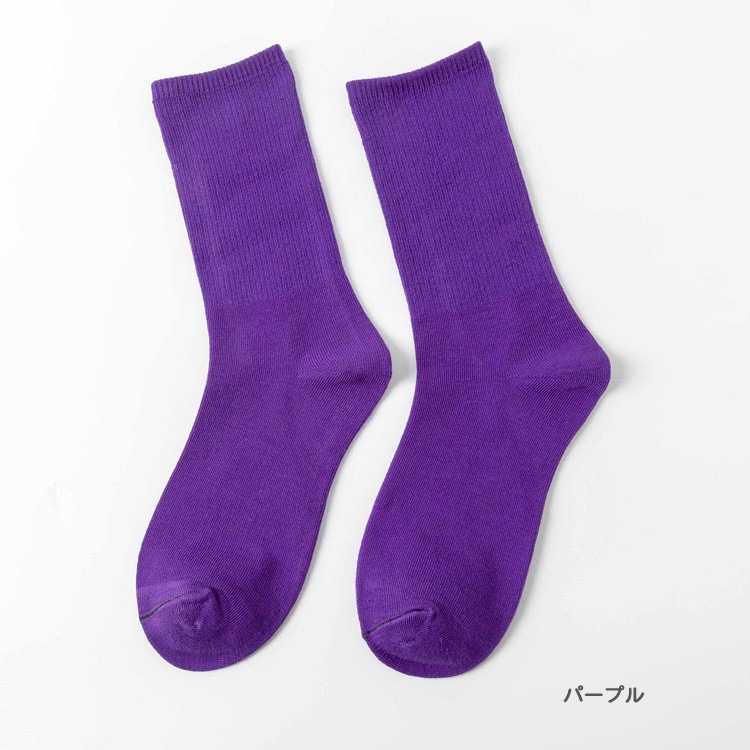 12color 無地 ミドル丈 クルーソックス