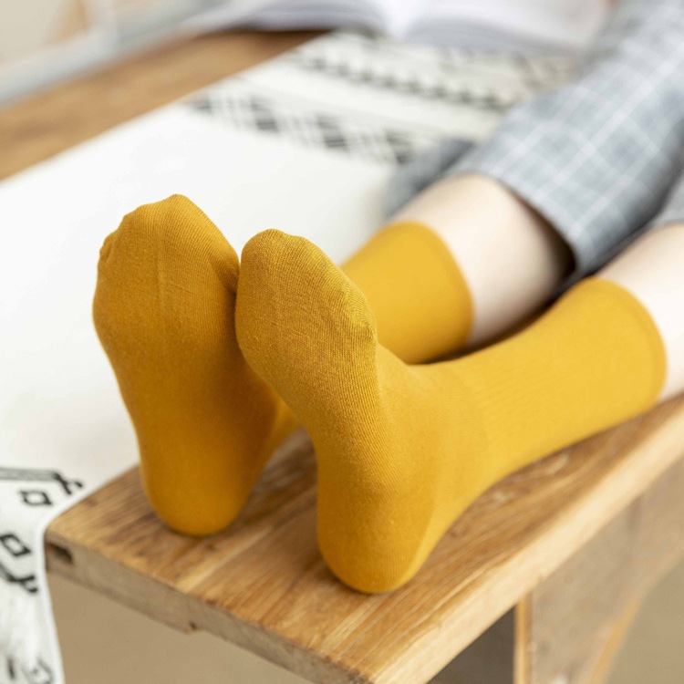 12color 無地 ミドル丈 クルーソックス