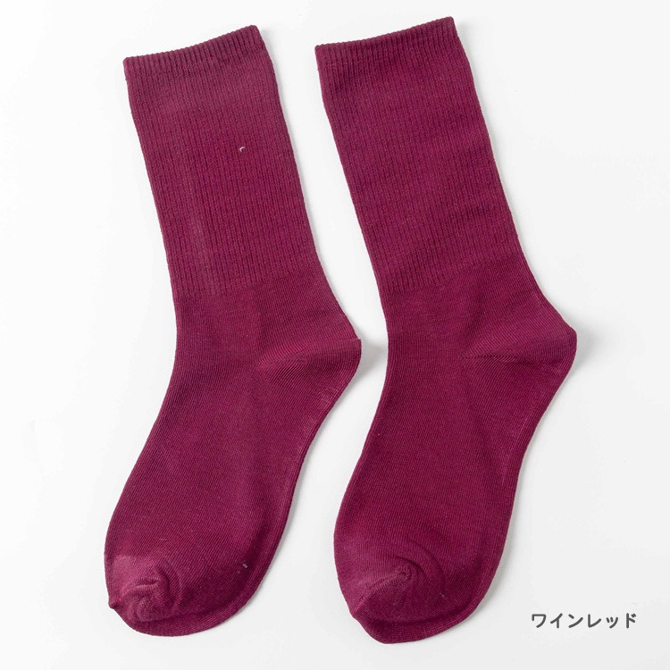 12color 無地 ミドル丈 クルーソックス