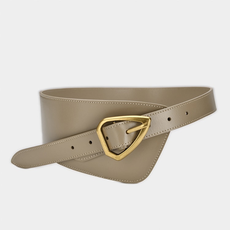 エナメル加工 本革 アシンメトリー ワイドベルト