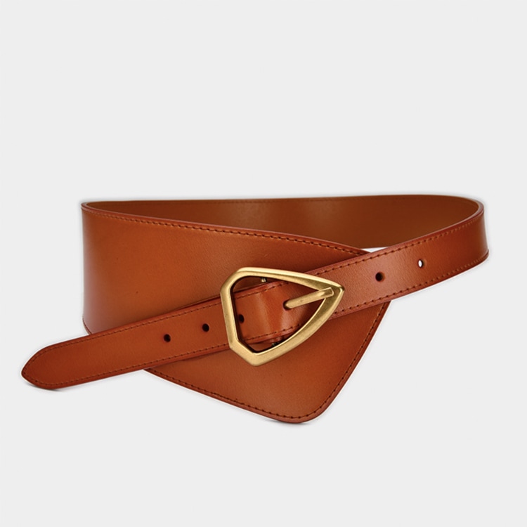 エナメル加工 本革 アシンメトリー ワイドベルト | ファッション