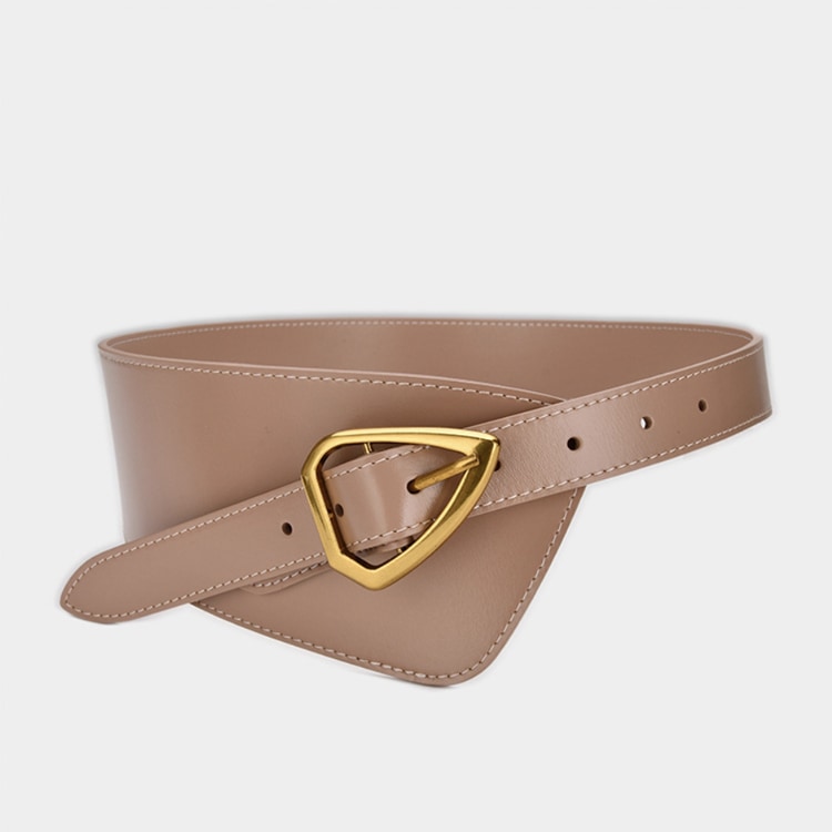 エナメル加工 本革 アシンメトリー ワイドベルト