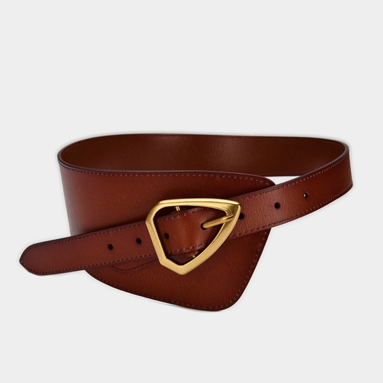 エナメル加工 本革 アシンメトリー ワイドベルト