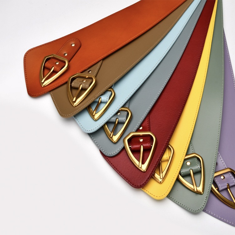 エナメル加工 本革 アシンメトリー ワイドベルト