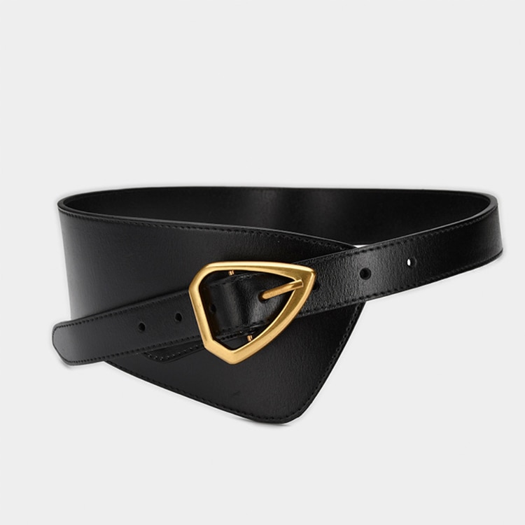 エナメル加工 本革 アシンメトリー ワイドベルト