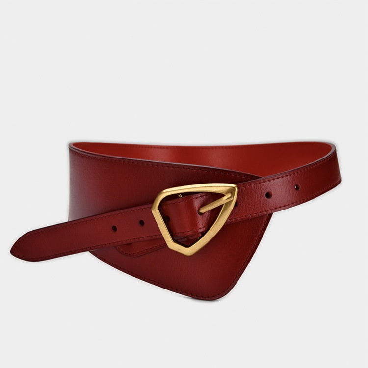 エナメル加工 本革 アシンメトリー ワイドベルト