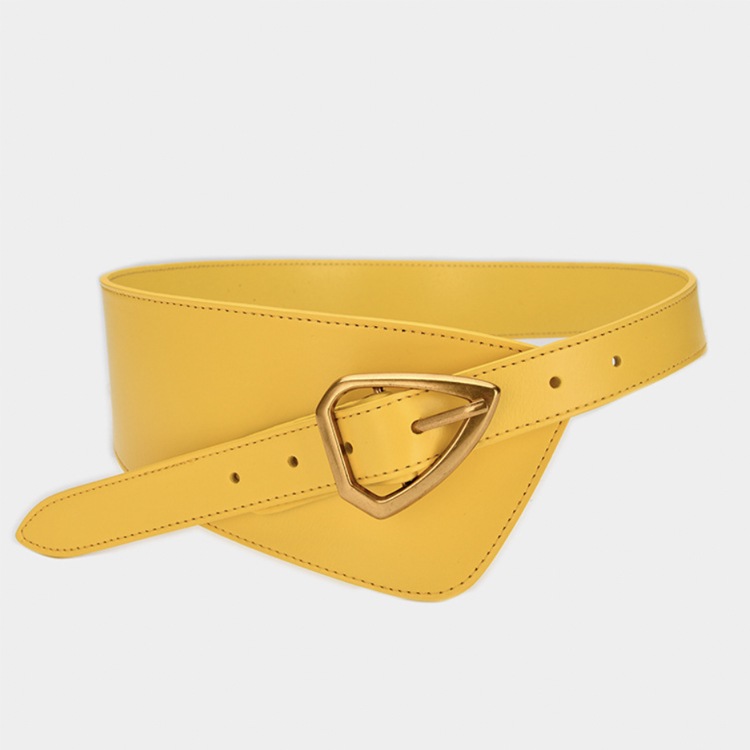 エナメル加工 本革 アシンメトリー ワイドベルト | ファッション