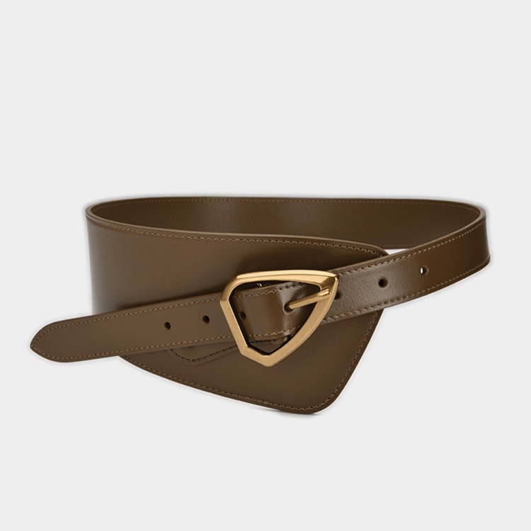 エナメル加工 本革 アシンメトリー ワイドベルト