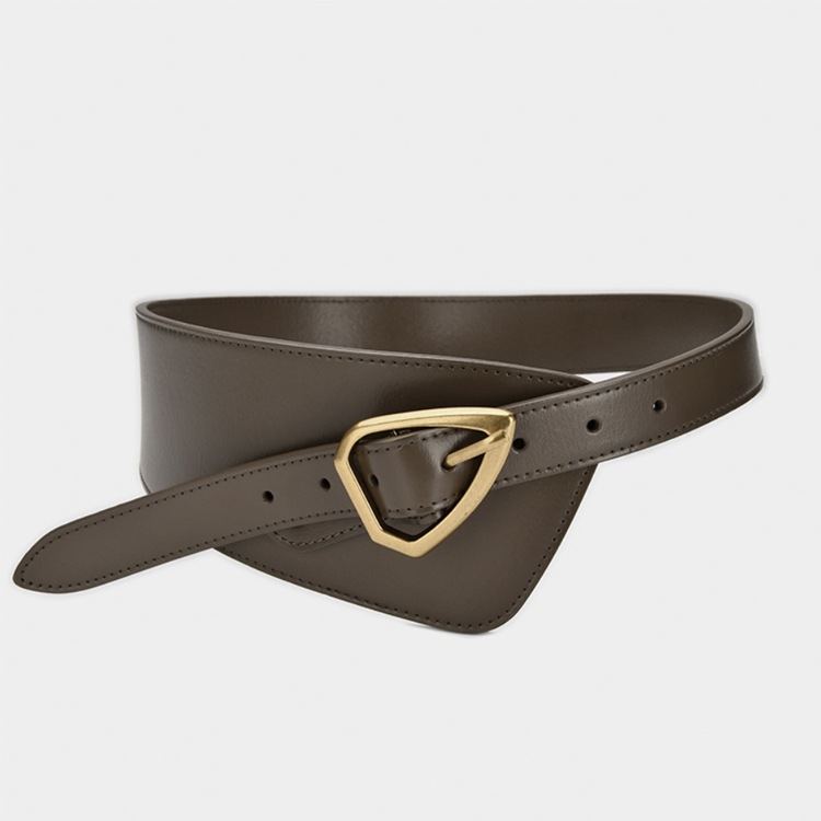 エナメル加工 本革 アシンメトリー ワイドベルト