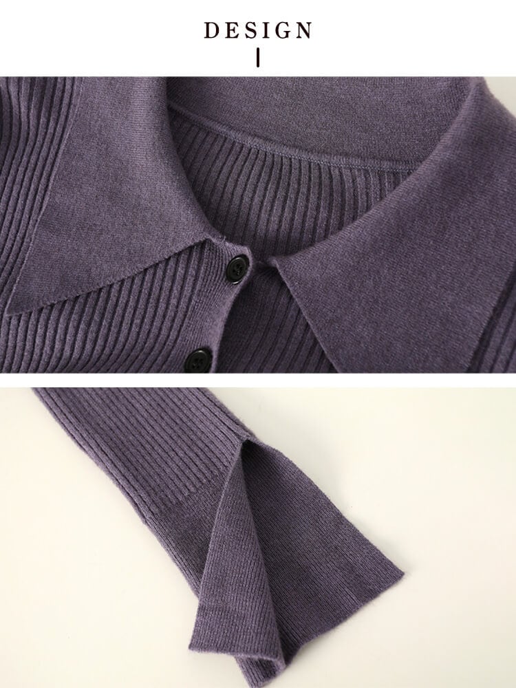 6color おおきめ襟付き ニットカーディガン
