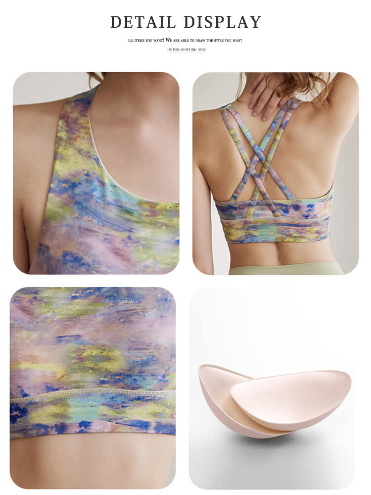 インクアートプリント柄 Uネック ブラトップ ヨガウエア