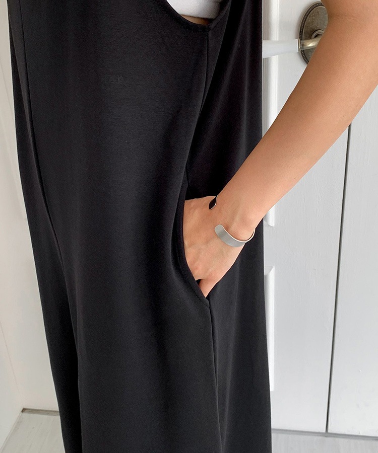 フリルショルダー ゆったり ワイド サロペット