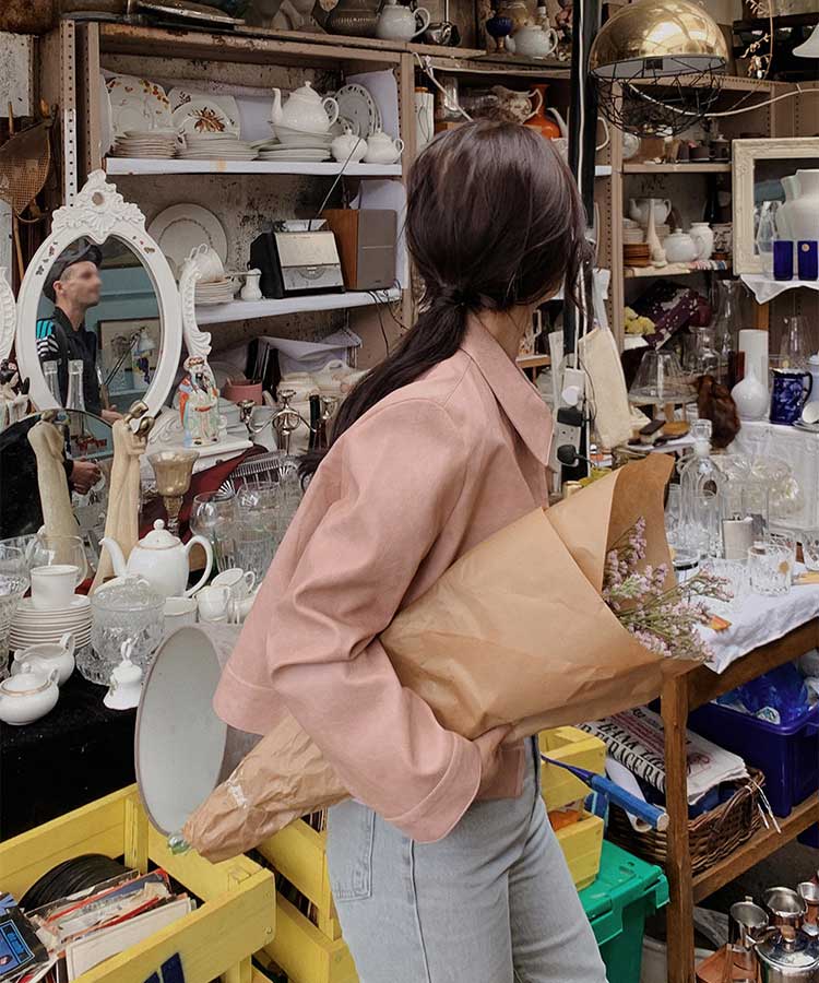 ショート丈 ダブルファスナー フェイクレザー ジャケット

